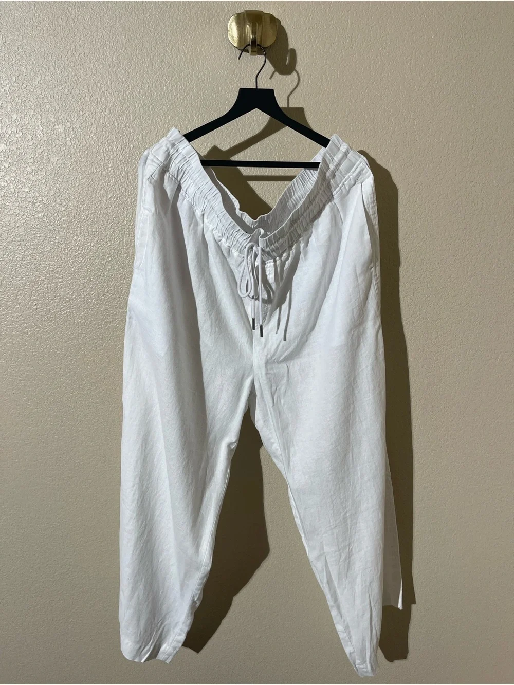 Quince White Linen-Blend Women's Jogger Pants